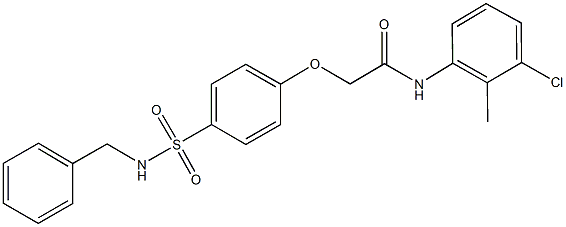 2-{4-[(benzylamino)sulfonyl]phenoxy}-N-(3-chloro-2-methylphenyl)acetamide 结构式