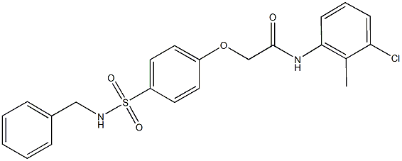 2-{4-[(benzylamino)sulfonyl]phenoxy}-N-(3-chloro-2-methylphenyl)acetamide,722465-93-2,结构式