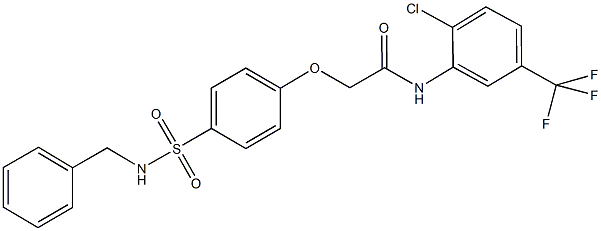 2-{4-[(benzylamino)sulfonyl]phenoxy}-N-[2-chloro-5-(trifluoromethyl)phenyl]acetamide,722467-70-1,结构式