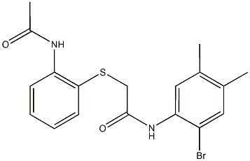 2-{[2-(acetylamino)phenyl]sulfanyl}-N-(2-bromo-4,5-dimethylphenyl)acetamide 化学構造式