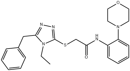 2-[(5-benzyl-4-ethyl-4H-1,2,4-triazol-3-yl)sulfanyl]-N-[2-(4-morpholinyl)phenyl]acetamide,722470-72-6,结构式