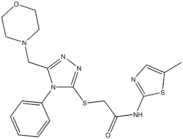 N-(5-methyl-1,3-thiazol-2-yl)-2-{[5-(4-morpholinylmethyl)-4-phenyl-4H-1,2,4-triazol-3-yl]sulfanyl}acetamide,722471-25-2,结构式