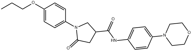 N-[4-(4-morpholinyl)phenyl]-5-oxo-1-(4-propoxyphenyl)-3-pyrrolidinecarboxamide Struktur