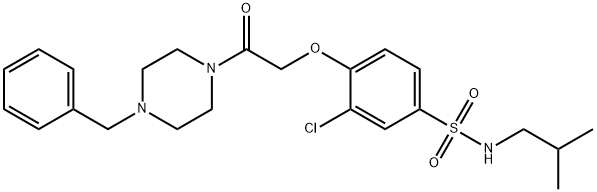 4-[2-(4-benzyl-1-piperazinyl)-2-oxoethoxy]-3-chloro-N-isobutylbenzenesulfonamide 化学構造式