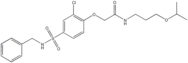 2-{4-[(benzylamino)sulfonyl]-2-chlorophenoxy}-N-(3-isopropoxypropyl)acetamide Struktur