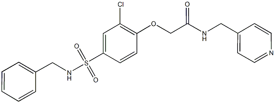 2-{4-[(benzylamino)sulfonyl]-2-chlorophenoxy}-N-(4-pyridinylmethyl)acetamide 化学構造式