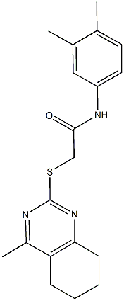 N-(3,4-dimethylphenyl)-2-[(4-methyl-5,6,7,8-tetrahydro-2-quinazolinyl)sulfanyl]acetamide 化学構造式