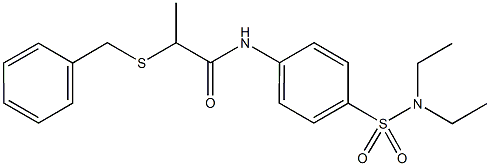 2-(benzylsulfanyl)-N-{4-[(diethylamino)sulfonyl]phenyl}propanamide 化学構造式