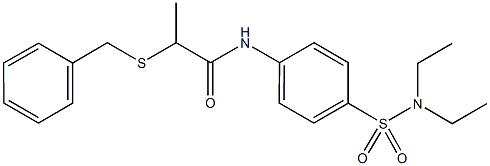 2-(benzylsulfanyl)-N-{4-[(diethylamino)sulfonyl]phenyl}propanamide Structure