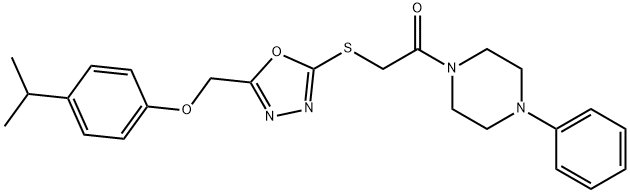 4-isopropylphenyl (5-{[2-oxo-2-(4-phenyl-1-piperazinyl)ethyl]sulfanyl}-1,3,4-oxadiazol-2-yl)methyl ether|