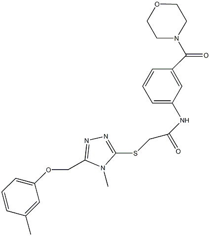 2-({4-methyl-5-[(3-methylphenoxy)methyl]-4H-1,2,4-triazol-3-yl}sulfanyl)-N-[3-(4-morpholinylcarbonyl)phenyl]acetamide Struktur