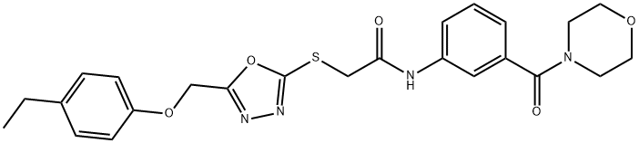 2-({5-[(4-ethylphenoxy)methyl]-1,3,4-oxadiazol-2-yl}sulfanyl)-N-[3-(4-morpholinylcarbonyl)phenyl]acetamide Struktur