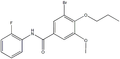 3-bromo-N-(2-fluorophenyl)-5-methoxy-4-propoxybenzamide Structure