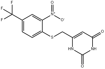 6-({[2-nitro-4-(trifluoromethyl)phenyl]thio}methyl)-2,4(1H,3H)-pyrimidinedione Struktur