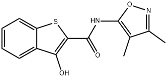 N-(3,4-dimethyl-5-isoxazolyl)-3-hydroxy-1-benzothiophene-2-carboxamide 结构式