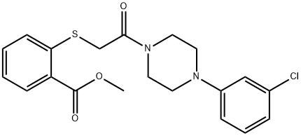 methyl 2-({2-[4-(3-chlorophenyl)-1-piperazinyl]-2-oxoethyl}sulfanyl)benzoate Struktur