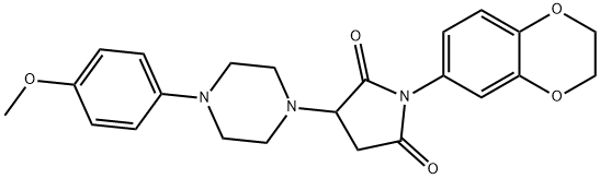 1-(2,3-dihydro-1,4-benzodioxin-6-yl)-3-[4-(4-methoxyphenyl)-1-piperazinyl]-2,5-pyrrolidinedione 结构式