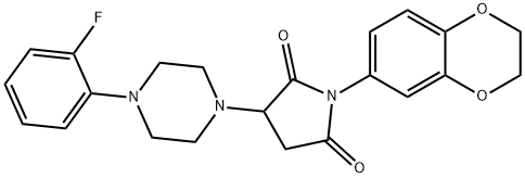 1-(2,3-dihydro-1,4-benzodioxin-6-yl)-3-[4-(2-fluorophenyl)-1-piperazinyl]-2,5-pyrrolidinedione Structure