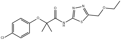 2-(4-chlorophenoxy)-N-[5-(ethoxymethyl)-1,3,4-thiadiazol-2-yl]-2-methylpropanamide,723249-22-7,结构式