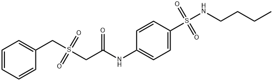 2-(benzylsulfonyl)-N-{4-[(butylamino)sulfonyl]phenyl}acetamide Struktur