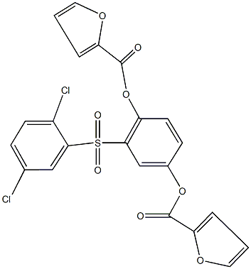 2-[(2,5-dichlorophenyl)sulfonyl]-4-(2-furoyloxy)phenyl 2-furoate Struktur