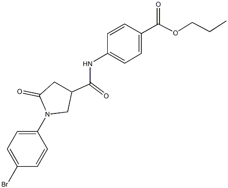 propyl 4-({[1-(4-bromophenyl)-5-oxo-3-pyrrolidinyl]carbonyl}amino)benzoate Structure