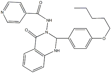 N-(4-oxo-2-[4-(pentyloxy)phenyl]-1,4-dihydro-3(2H)-quinazolinyl)isonicotinamide 化学構造式