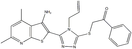 2-{[4-allyl-5-(3-amino-4,6-dimethylthieno[2,3-b]pyridin-2-yl)-4H-1,2,4-triazol-3-yl]sulfanyl}-1-phenylethanone Struktur
