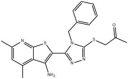 1-{[5-(3-amino-4,6-dimethylthieno[2,3-b]pyridin-2-yl)-4-benzyl-4H-1,2,4-triazol-3-yl]sulfanyl}acetone|