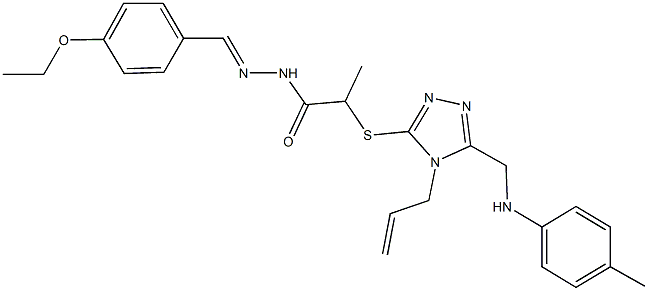 2-{[4-allyl-5-(4-toluidinomethyl)-4H-1,2,4-triazol-3-yl]sulfanyl}-N'-(4-ethoxybenzylidene)propanohydrazide 化学構造式