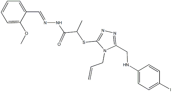 2-({4-allyl-5-[(4-iodoanilino)methyl]-4H-1,2,4-triazol-3-yl}sulfanyl)-N'-(2-methoxybenzylidene)propanohydrazide Struktur