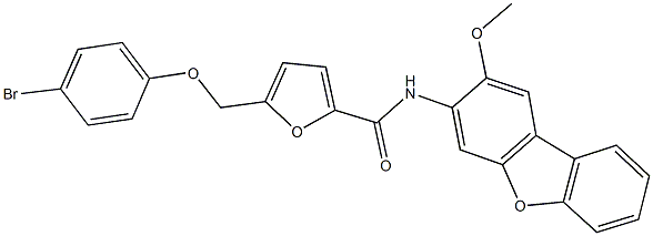 5-[(4-bromophenoxy)methyl]-N-(2-methoxydibenzo[b,d]furan-3-yl)-2-furamide 化学構造式