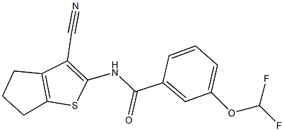 N-(3-cyano-5,6-dihydro-4H-cyclopenta[b]thien-2-yl)-3-(difluoromethoxy)benzamide 结构式