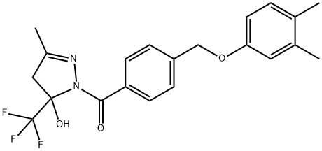 723252-82-2 1-{4-[(3,4-dimethylphenoxy)methyl]benzoyl}-3-methyl-5-(trifluoromethyl)-4,5-dihydro-1H-pyrazol-5-ol