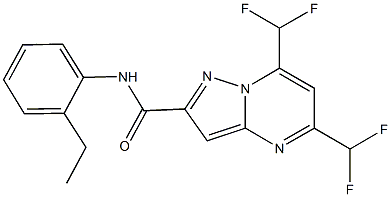 5,7-bis(difluoromethyl)-N-(2-ethylphenyl)pyrazolo[1,5-a]pyrimidine-2-carboxamide,723252-84-4,结构式