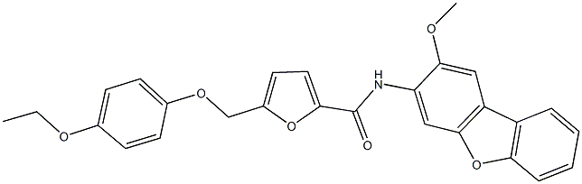5-[(4-ethoxyphenoxy)methyl]-N-(2-methoxydibenzo[b,d]furan-3-yl)-2-furamide 结构式