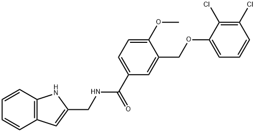 3-[(2,3-dichlorophenoxy)methyl]-N-(1H-indol-2-ylmethyl)-4-methoxybenzamide Struktur