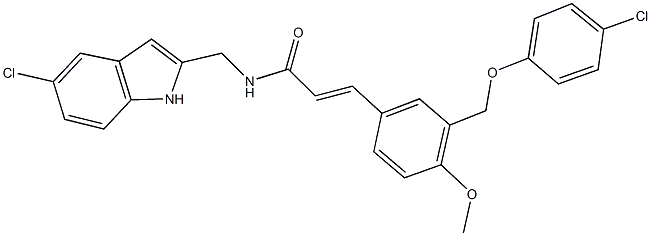 N-[(5-chloro-1H-indol-2-yl)methyl]-3-{3-[(4-chlorophenoxy)methyl]-4-methoxyphenyl}acrylamide,723253-17-6,结构式