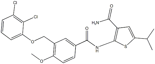 2-({3-[(2,3-dichlorophenoxy)methyl]-4-methoxybenzoyl}amino)-5-isopropyl-3-thiophenecarboxamide Structure