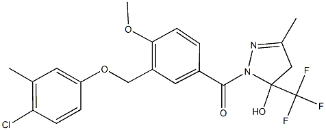 1-{3-[(4-chloro-3-methylphenoxy)methyl]-4-methoxybenzoyl}-3-methyl-5-(trifluoromethyl)-4,5-dihydro-1H-pyrazol-5-ol,723253-37-0,结构式