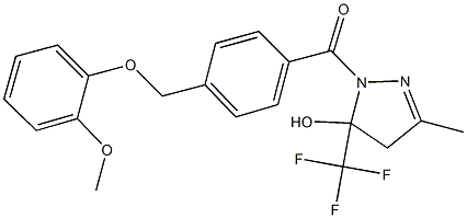 1-{4-[(2-methoxyphenoxy)methyl]benzoyl}-3-methyl-5-(trifluoromethyl)-4,5-dihydro-1H-pyrazol-5-ol Structure
