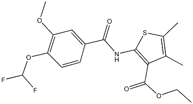 ethyl 2-{[4-(difluoromethoxy)-3-methoxybenzoyl]amino}-4,5-dimethyl-3-thiophenecarboxylate,723253-46-1,结构式