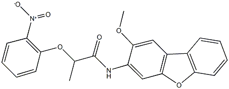 2-{2-nitrophenoxy}-N-(2-methoxydibenzo[b,d]furan-3-yl)propanamide Structure