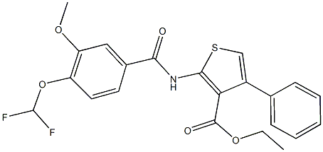 ethyl 2-{[4-(difluoromethoxy)-3-methoxybenzoyl]amino}-4-phenyl-3-thiophenecarboxylate Structure