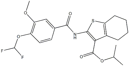 isopropyl 2-{[4-(difluoromethoxy)-3-methoxybenzoyl]amino}-4,5,6,7-tetrahydro-1-benzothiophene-3-carboxylate 结构式