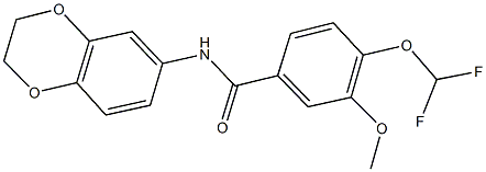 4-(difluoromethoxy)-N-(2,3-dihydro-1,4-benzodioxin-6-yl)-3-methoxybenzamide Struktur