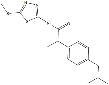 2-(4-isobutylphenyl)-N-[5-(methylsulfanyl)-1,3,4-thiadiazol-2-yl]propanamide 结构式