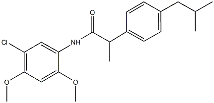 N-(5-chloro-2,4-dimethoxyphenyl)-2-(4-isobutylphenyl)propanamide 化学構造式
