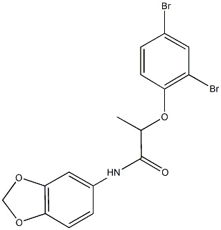 N-(1,3-benzodioxol-5-yl)-2-(2,4-dibromophenoxy)propanamide Struktur