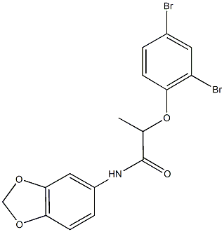 N-(1,3-benzodioxol-5-yl)-2-(2,4-dibromophenoxy)propanamide 化学構造式